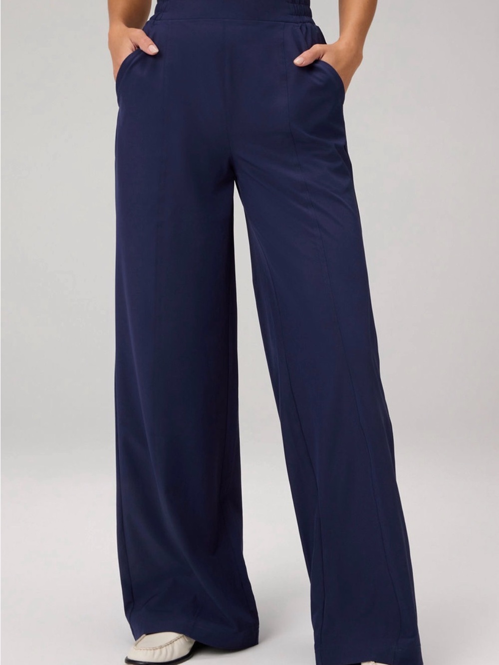 Fabletics Navy Wide-Leg Pull-On Pants